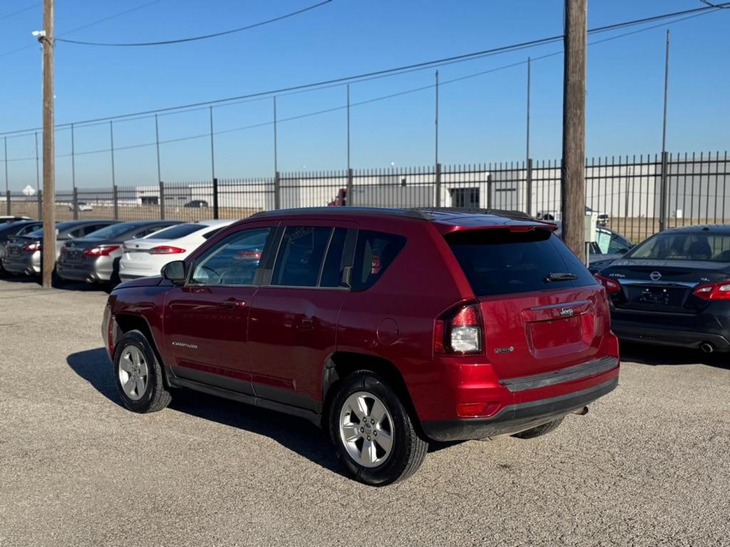 2014 MAROON JEEP COMPASS SPORT (1C4NJCBA9ED) with an 2.0L engine, Continuously Variable transmission, located at 1507 S Hwy 67, Cedar Hill, TX, 75104, (972) 293-1833, 32.556370, -96.973297 - Photo#3